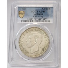 AUSTRALIA 1938 . CROWN . PCGS AU58